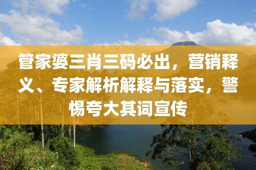 管家婆三肖三码必出，营销释义、专家解析解释与落实，警惕夸大其词宣传