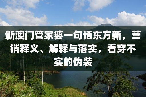 新澳门管家婆一句话东方新，营销释义、解释与落实，看穿不实的伪装